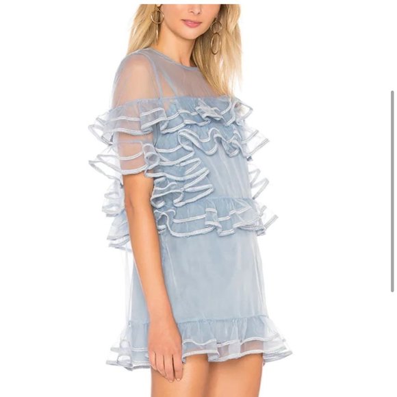 Tularosa Blue Ruffle Mini Dress - Picture 2 of 6